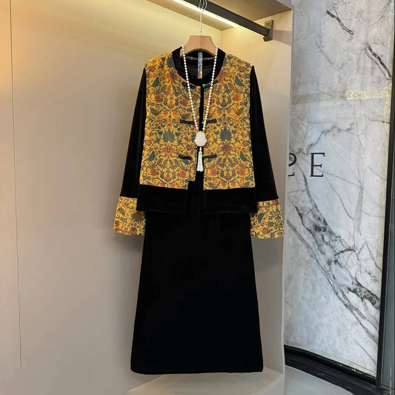 爆款新中式复古国风套装大码女装