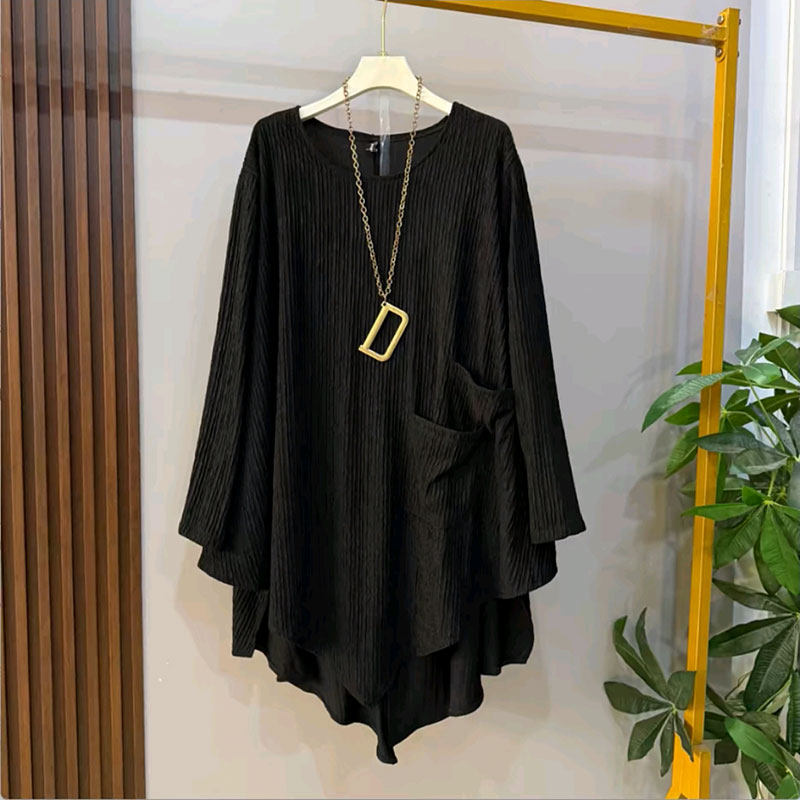 大码女装秋季韩版宽松百搭不规则下摆设计简约慵懒风遮臀大衫裙秋,女装/女士精品,大码连衣裙,淘宝优惠券,粉丝福利购,淘宝优惠卷