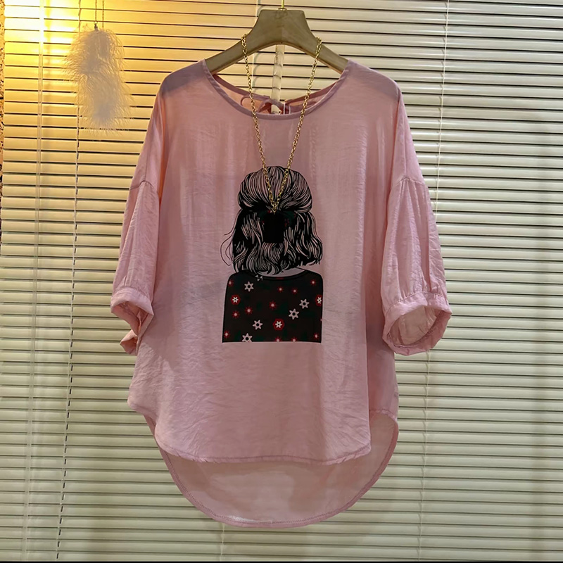 休闲前短后长木耳边百搭上衣