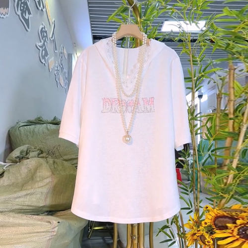 新款欧货时尚烫钻字母连帽小衫女