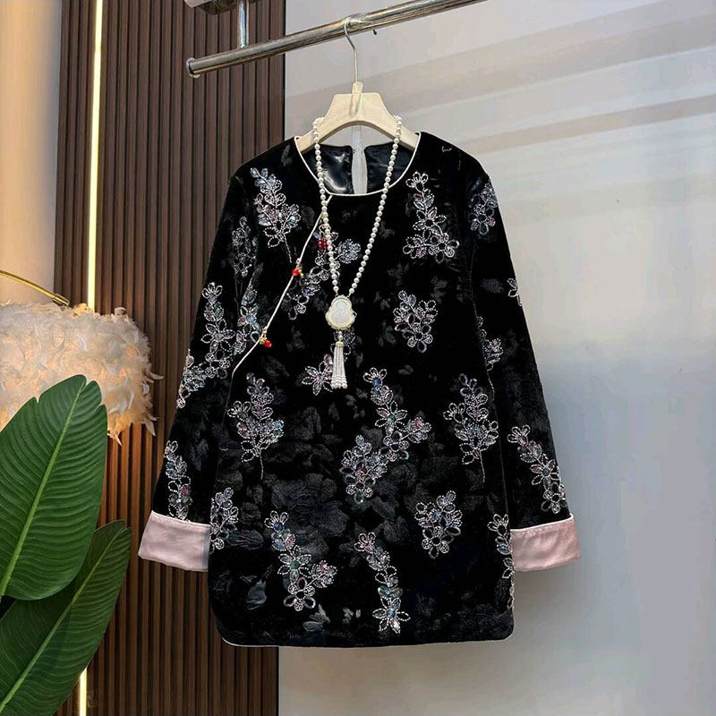 2026爆款复古新中式大码女装上衣气质国风轻奢重工刺绣花朵女人衫,女装/女士精品,大码内搭,淘宝优惠券,粉丝福利购,淘宝优惠卷
