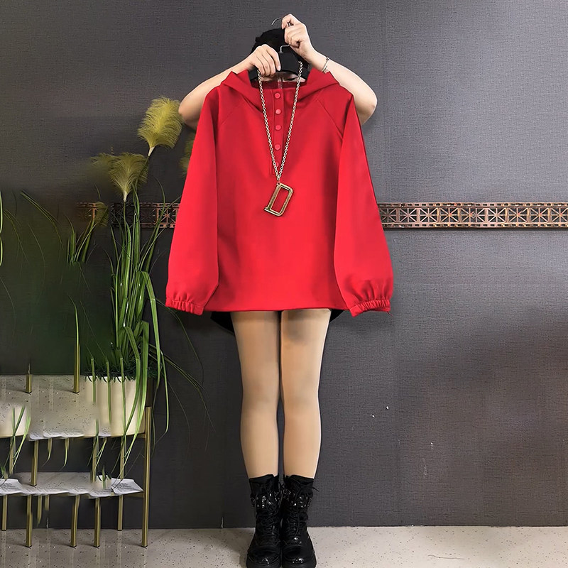 胖mm大码女装春季2026新款时尚套头休闲连帽卫衣休闲按扣抽绳上衣,女装/女士精品,大码内搭,淘宝优惠券,粉丝福利购,淘宝优惠卷