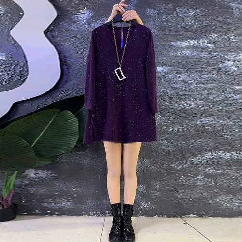 简约亮晶晶V领长袖大衫