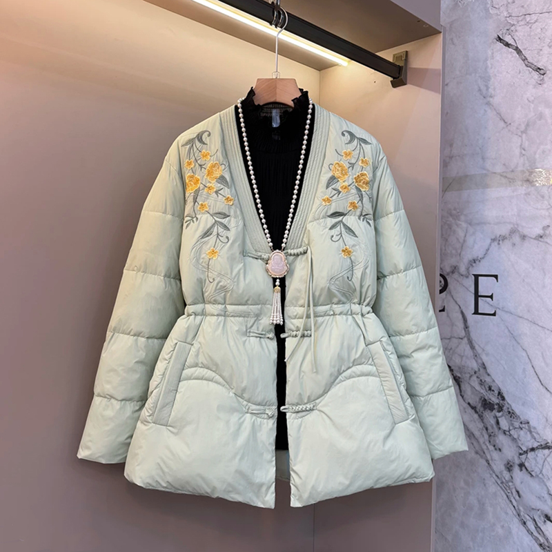 加厚新中式盘扣欧货刺绣保暖外套