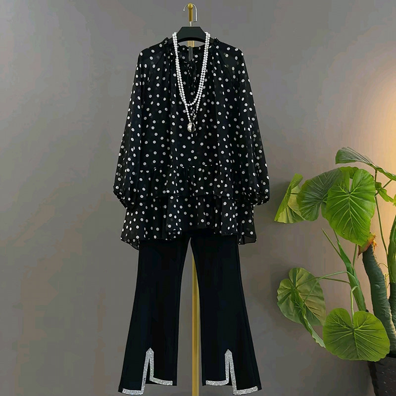 时尚大码女装木耳边大衫2026春季新款圆领雪纺衫胖mm显瘦钉钻裤子,女装/女士精品,大码内搭,淘宝优惠券,粉丝福利购,淘宝优惠卷