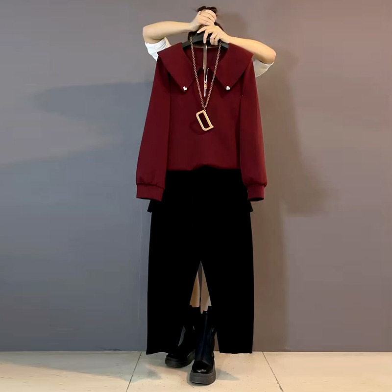 大码女装胖妹妹简约娃娃领小爱心休闲宽松卫衣新款百搭显瘦萝卜裤,女装/女士精品,大码内搭,淘宝优惠券,粉丝福利购,淘宝优惠卷