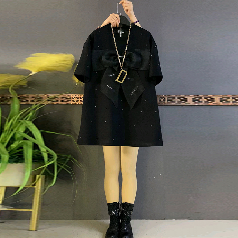 显瘦大码女装立体蝴蝶结短袖T恤