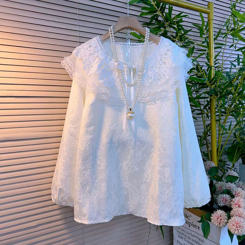 2025新款设计感娃娃领长袖衫胖妹妹半开领百搭显瘦上衣大码女装潮,女装/女士精品,大码内搭,淘宝优惠券,粉丝福利购,淘宝优惠卷