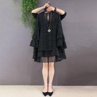 2026新款 春季 女装 韩版 V领遮肉百搭雪纺纱中长衫 简约时尚 胖mm大码