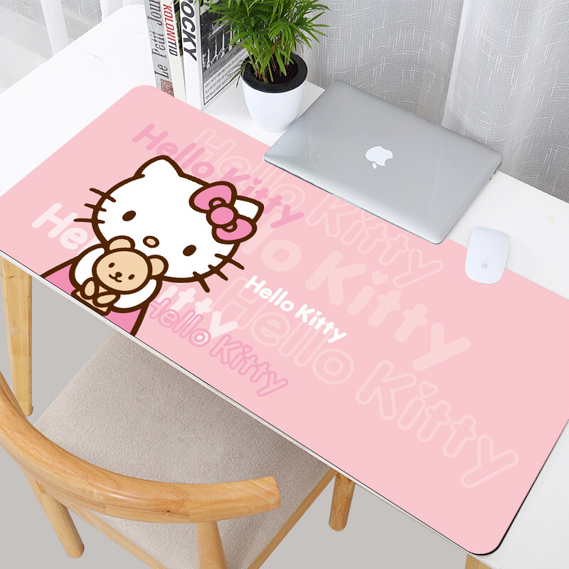 可爱卡通hellokitty凯蒂猫鼠标垫子超大号粉色女生办公书桌垫锁边