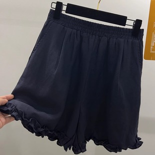 减龄百搭显瘦短裤 清仓捡漏 欧货新款 木耳边高腰阔腿裤 ins潮 女夏季