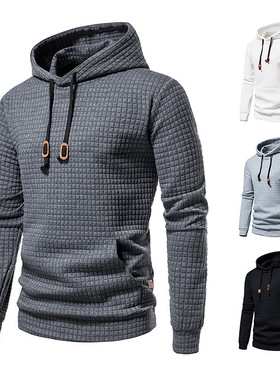 tuoko2024新款欧码男士休闲套头提花卫衣男亚马逊格子绗棉面料