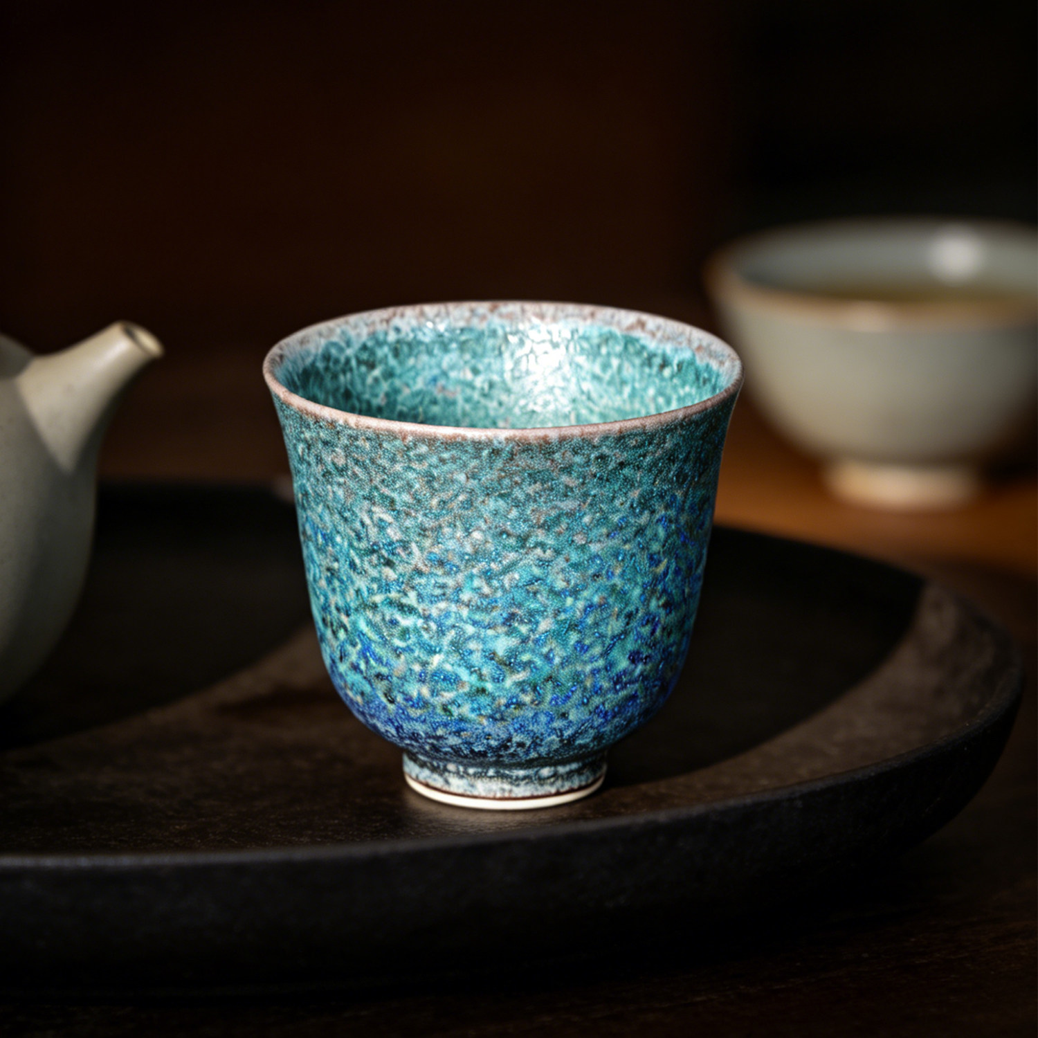 晏如堂景德镇手绘窑变主人杯茶杯