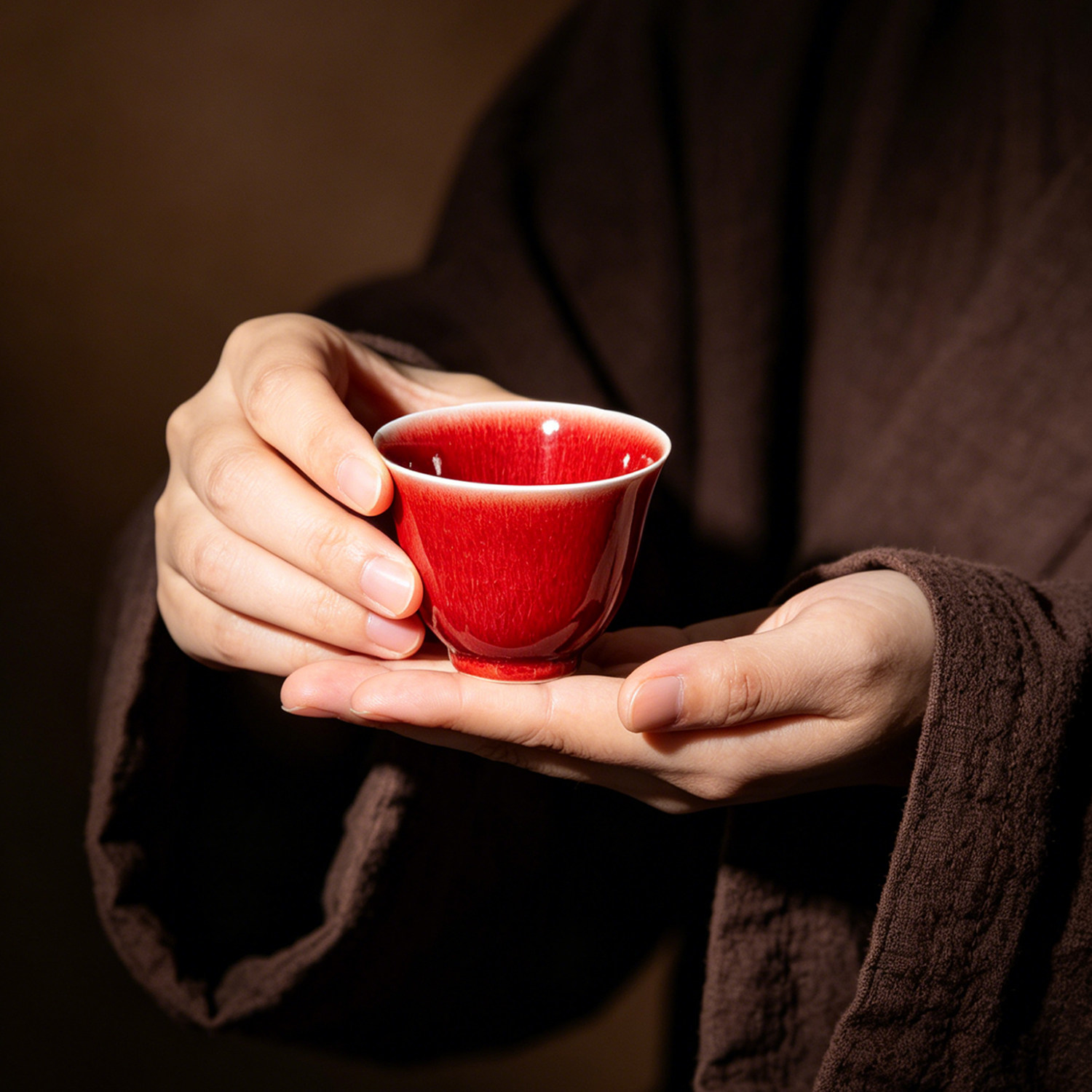 润翠堂郎红景德镇莲花茶杯主人杯