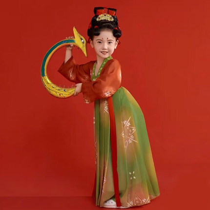 女童汉服唐宫夜宴古风儿童中国风唐装舞蹈演出服敦煌表演服古典舞