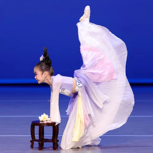 新款古典舞蹈演出服女童飘逸仙气纱衣中国风舞蹈服儿童女表演服装