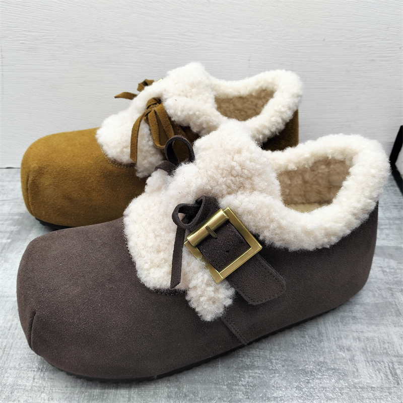 断码处理真皮女鞋2025秋冬款内增高复古外穿潮流爆款加绒勃肯棉鞋