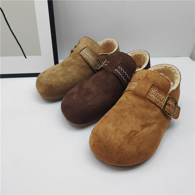 断码处理女鞋2025冬季新款勃肯鞋搭扣圆头一脚蹬休闲舒适懒人鞋棉