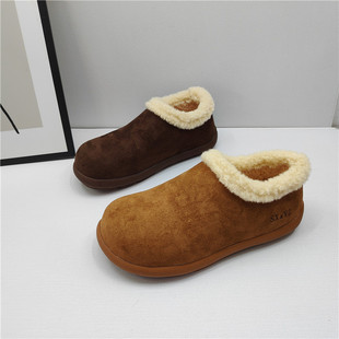 断码处理女鞋2025秋冬新款圆头套脚复古勃肯鞋平底加绒保暖棉鞋40