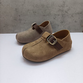 处理真皮女鞋 圆头皮带扣休闲百搭软底单鞋 2026春季 勃肯鞋 新款 断码