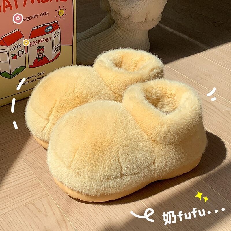毛茸茸超厚实保暖舒适不透风棉鞋女冬季居家室内轻便耐穿棉拖鞋
