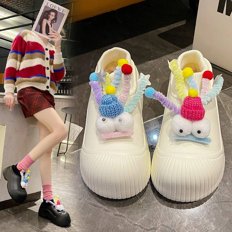 可爱卡通包跟棉拖鞋女款秋冬新款外穿加绒保暖防滑厚底增高雪地靴