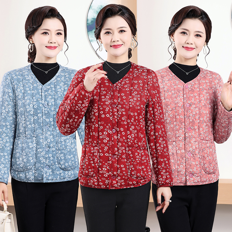中老年冬装碎花小棉衣内搭棉服