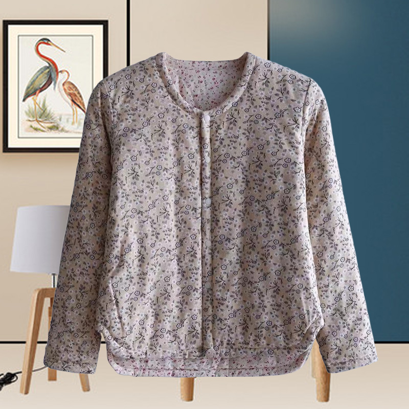 秋冬新款碎花便衣袄妈妈小棉袄