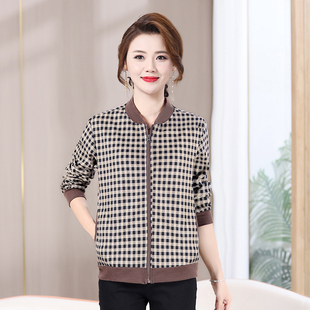 立领棒球服女宽松大码 新款 春秋外套时尚 爆款 上衣 夹克中老年妈妈装