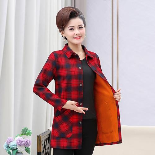 衬衫常规百搭格子加绒加厚打底衫