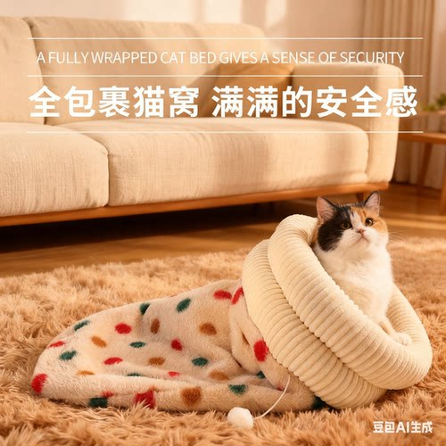 猫窝冬季保暖封闭式猫床猫窝