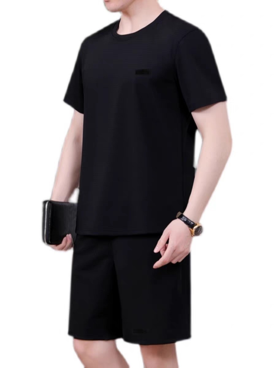 新品派发保安速干面料短袖短裤套装宽松透气凉爽体能训练服T恤男