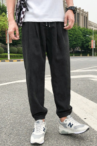 风男裤子春夏季休闲裤薄款棉麻哈伦裤宽松束脚裤灯笼潮牌图片