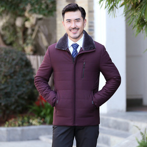 冬季中老年男装爸爸冬装中年男式加绒加厚棉服时尚男士棉衣外套