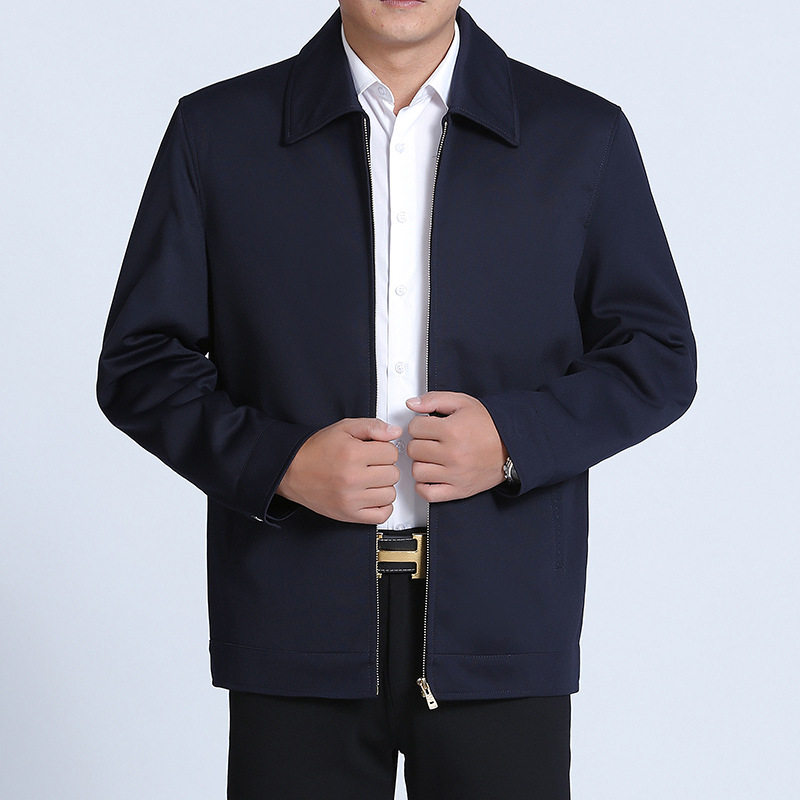现休闲新款中老年男式夹克外穿常规长袖商务绅士合体翻领外套,男装夹克,星座1712-2