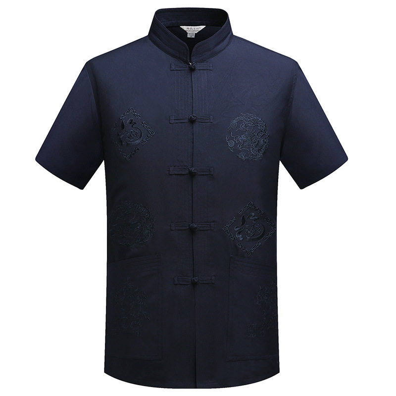 中式唐装中老年男士短袖汉服中国风汉服夏季晨练服男居士服,男装休闲套装,星座1712