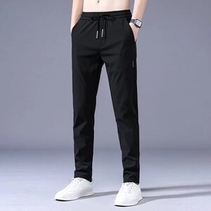 夏季冰丝休闲裤男士直筒修身宽松弹力薄款速干运动裤透气夏天男裤图片