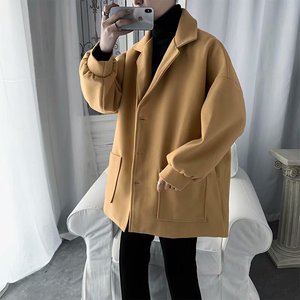 2024秋冬季中长款风衣男大衣韩版U男士外套毛呢子大衣F833,初中生冬季大衣搭配图片