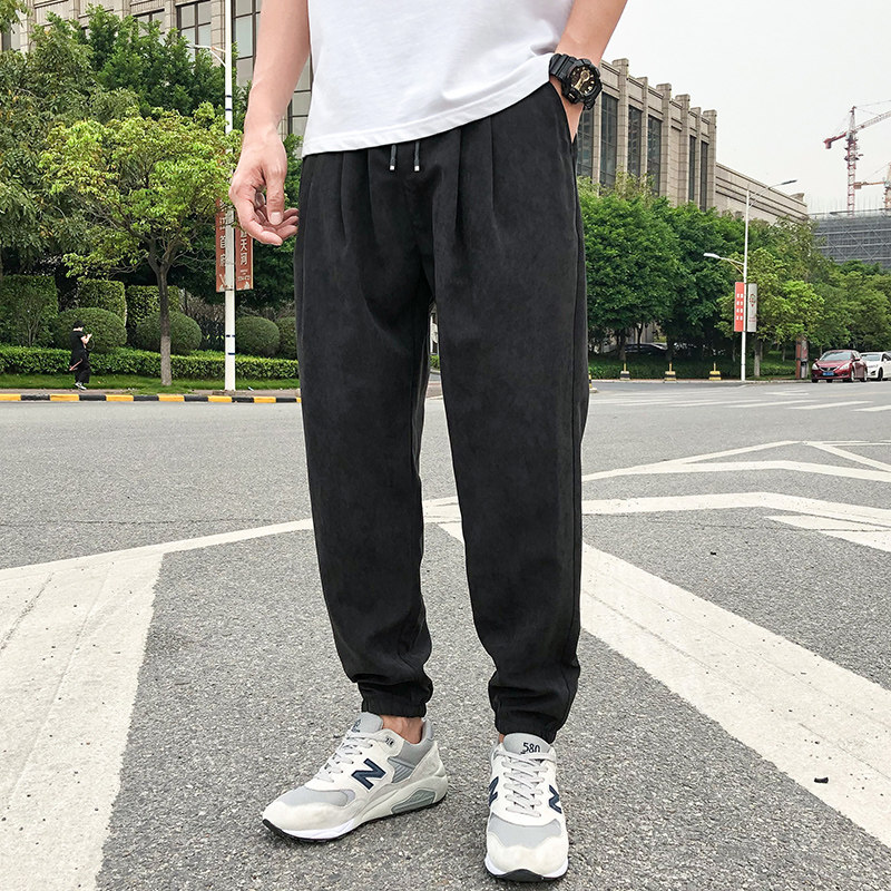 风男裤子春夏季休闲裤薄款棉麻哈伦裤宽松束脚裤灯笼潮牌,男装休闲裤,星座1712-2