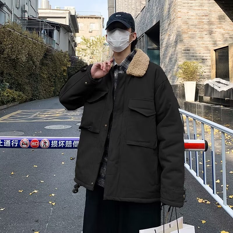 羊羔棉服男韩版潮流宽松毛绒棉衣外套港风潮牌秋冬季加厚工装棉袄,男装棉衣,星座1712-2