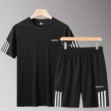 T恤速干夏装情侣套装男士休闲运动套装网眼短袖套装运动服透气，男装休闲套装，星座1712-2