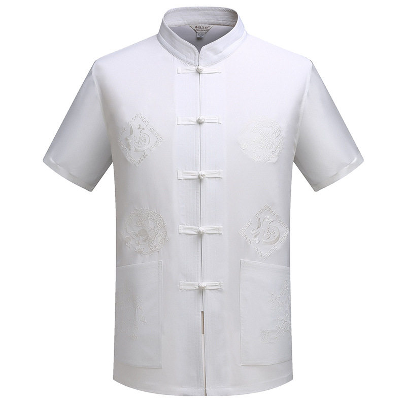 中式唐装中老年男士短袖汉服中国风汉服夏季晨练服男居士服,男装休闲套装,星座1712