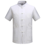 中式唐装中老年男士短袖汉服风汉服夏季晨练服男居士服，男装休闲套装，星座1712-2