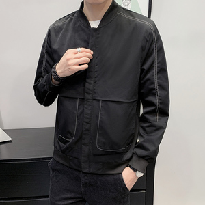 春秋韩oversize版落肩宽松飞行夹克男立领潮流帅气外套男潮ins图片