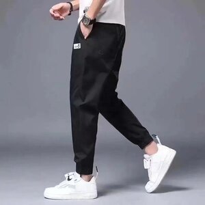 休闲裤男士夏季薄款哈伦冰丝裤子潮流百搭九分宽松束脚春秋款男裤图片