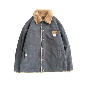 2024冬季日系复古牛仔棉服男ins潮流宽松加绒加厚翻领夹克外套图片