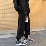 魔术贴灯芯绒卫裤男宽松高街风束脚裤ins韩版潮流百搭帅气休闲裤，男装休闲裤，星座1712-2