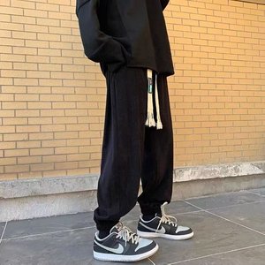 魔术贴灯芯绒卫裤男宽松高街风束脚裤ins韩版潮流百搭帅气休闲裤,男装休闲裤,星座1712-2