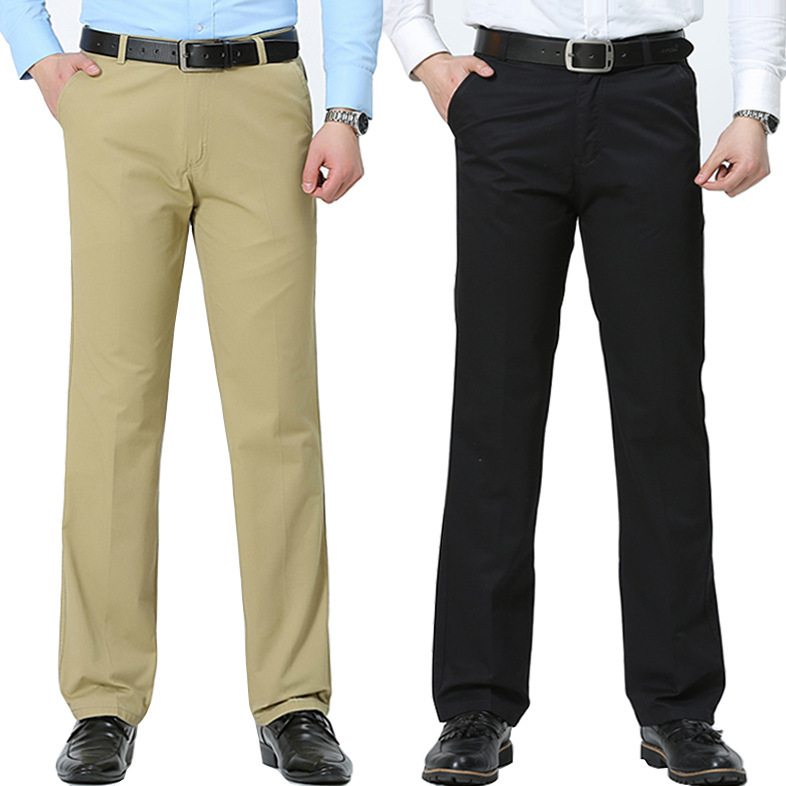 2021男式休閒褲夏季長褲子寬鬆中老年純棉直筒男褲商務休閒褲