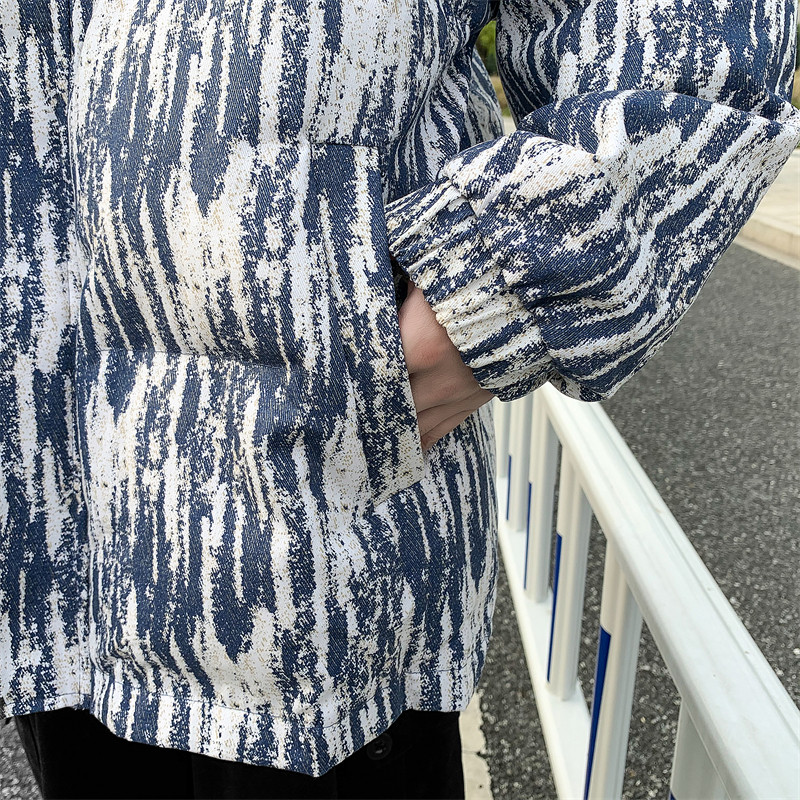 扎染棉服男士加厚冬季外套韩版潮流冬装帅气面包服棉衣宽松棉袄子,男装棉衣,星座1712-2